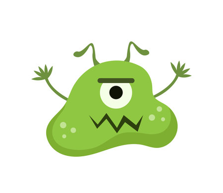 Concept Cartoon viruses. This is a vector cartoon illustration that features virus in a flat style design. Vector illustration.のイラスト素材