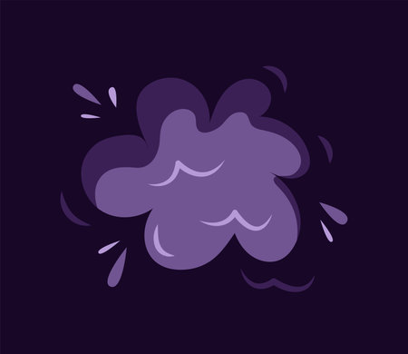 Concept Boom explosion clouds. This is a flat, cartoon-style illustration depicting an explosion or "boom" against a dark background. Vector illustration.のイラスト素材