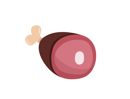 Concept Meat on the bone shank. This is an illustration of a bone shank, a meat product often used for making stews and soups. Vector illustration.のイラスト素材