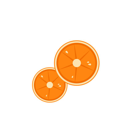 Concept Hawaii beach orange fruit slices. This illustration features a flat, cartoon-style image of an orange fruit slice on a white background. Vector illustration.のイラスト素材
