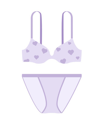 Concept Underwear women. This is a flat, cartoon-style illustration of a pair of violet underwear designed for comfort and practicality. Vector illustration.のイラスト素材