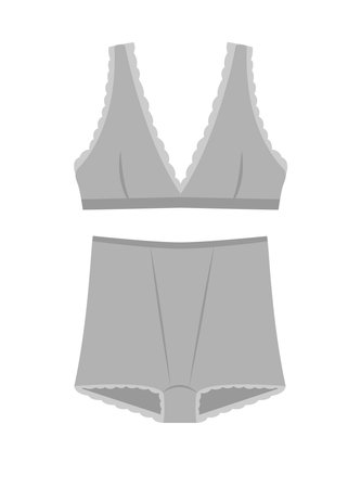 Concept Underwear women. This illustration is a flat, web-ready cartoon concept of grey comfortable underwear designed for women. Vector illustration.のイラスト素材