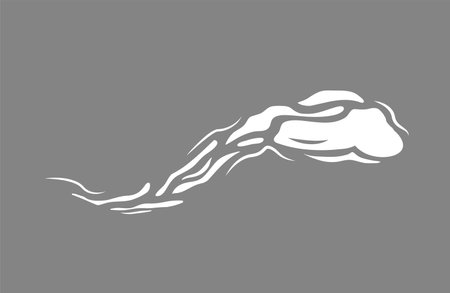 Concept Smoke effect. This vector illustration is a clean and modern flat design of a white smoke cloud on a grey background, perfect for web and graphic design. Vector illustration.のイラスト素材