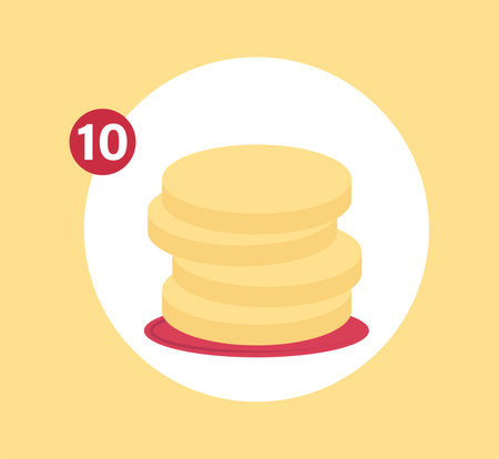 Concept Cake preparation step 10. The illustration shows the tenth step of cake preparation on a yellow background in a flat vector design. Vector illustration.のイラスト素材