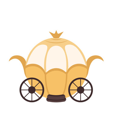 Concept Cartoon medieval fairy tale brougham. This flat vector design is a fairy tale-inspired illustration featuring a brougham on a white background. Vector illustration.のイラスト素材
