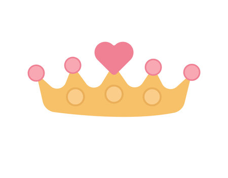 Concept Cartoon medieval fairy tale crown. This is a flat vector illustration of a golden crown on a white background. The design is simplistic and modern. Vector illustration.のイラスト素材