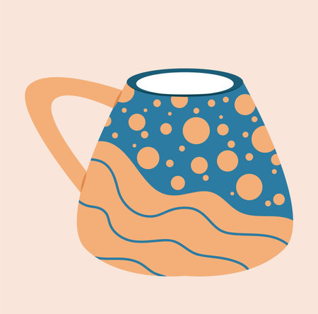 Concept Modern cup mug jar. This illustration features a flat vector design concept of a modern cup with a narrowed shape. Vector illustration.のイラスト素材