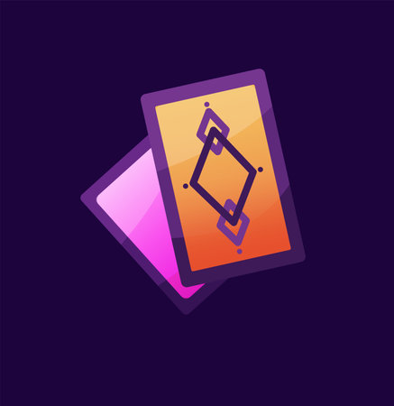 Concept Magic element cards. An engaging flat vector illustration designed for web use, presenting a magical cartoon concept on a dark background. Vector illustration.のイラスト素材