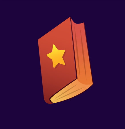Concept Magic element book. A captivating flat vector illustration designed for web use, featuring a magical cartoon concept on a dark background. Vector illustration.のイラスト素材