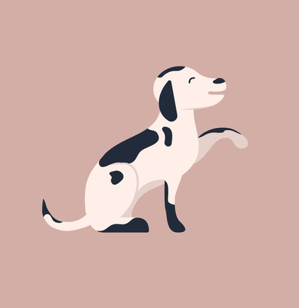 Concept Dog body language. A delightful flat vector illustration created for web use, showcasing an engaging cartoon concept on a white background. Vector illustration.のイラスト素材