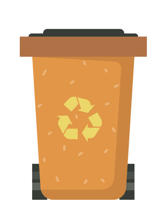 Concept Hand drawn zero waste rubbish trash can. This is a flat vector cartoon illustration on a white background, promoting the concept of zero waste. Vector illustration.のイラスト素材