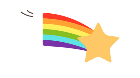 Concept Pride LGBT star. This flat concept illustration features a vector of a colorful star in the colors of the pride LGBT flag, set against a clean white background. Vector illustration.のイラスト素材