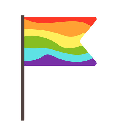 Concept Pride LGBT flag. A vector cartoon of an LGBT pride flag in rainbow colors on a white backdrop, symbolizing the freedom to love and be oneself. Vector illustration.のイラスト素材