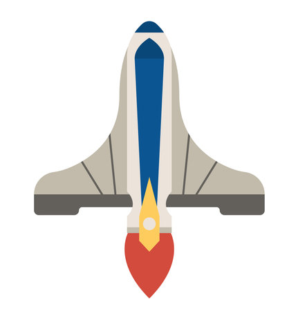 Concept Space ship transport. This flat concept illustration features a vector of a minimalist ship transport, set against a clean white background. Vector illustration.のイラスト素材