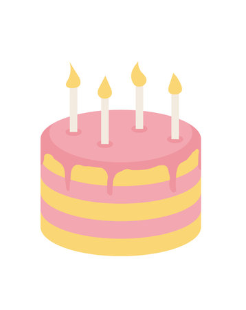 Concept Girls stuff cake. This illustration is designed in a flat, vector style with a clear concept of girls stuff. The cartoon design features a delicious cake. Vector illustration.のイラスト素材