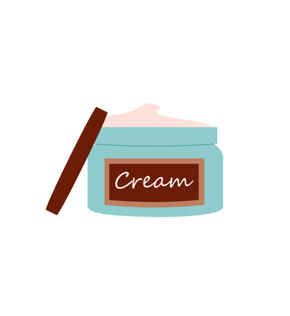 Concept Care cosmetic set cream. This is a flat vector cartoon design that depicts the concept of care cosmetic. Vector illustration.のイラスト素材