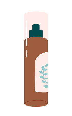 Concept Care cosmetic set cream. The use of flat vector graphics in this illustration brings out the unique features of the care cosmetic product, a cream dispenser. Vector illustration.のイラスト素材