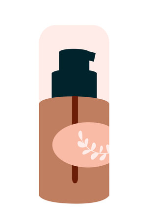 Concept Care cosmetic set bath cream. This flat vector illustration showcases the care cosmetic product, a cream dispenser, in a simple yet effective design. Vector illustration.のイラスト素材