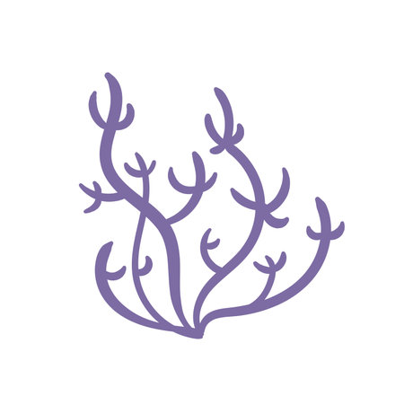Concept Fish sea ocean. This flat vector cartoon design showcases a beautiful underwater scene featuring ocean fauna and seaweed on a white background. Vector illustration.のイラスト素材
