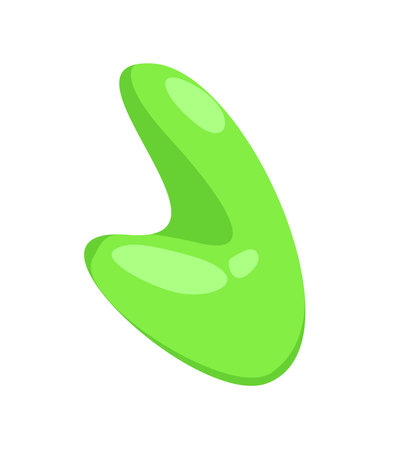 Concept Slime spot liquid. A flat vector illustration of a green slime spot, featuring a liquid-like texture and cartoonish design, on a white background. Vector illustration.のイラスト素材