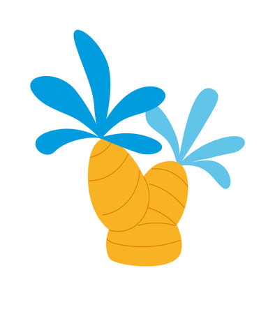 Concept Dinosaurs set palm. A whimsical scene comes to life in this charming illustration, depicting two palm trees. Vector illustration.のイラスト素材