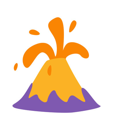 Concept Dinosaurs set volcano. The illustration is a flat vector design that showcases the concept of cartoon dinosaurs volcano on a white background. Vector illustration.のイラスト素材