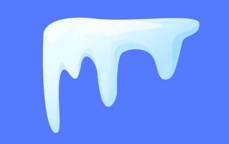 Concept Snow ice liquid spot. The illustration is a flat vector design that showcases a minimalist concept of a snow cap on a blue background. Vector illustration.のイラスト素材