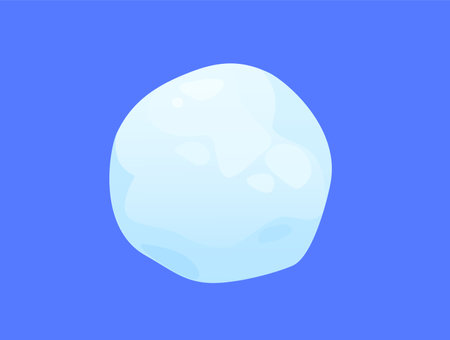 Concept Snow ice liquid spot. The illustration is a flat vector design that showcases a realistic concept of a snowball on a blue background. Vector illustration.のイラスト素材
