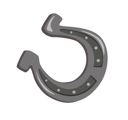 Concept Wild west horseshoe. This is a flat vector illustration with a Wild West concept featuring a cartoonish horseshoe design on a white background. Vector illustration.のイラスト素材