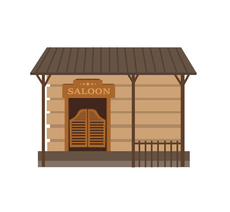 Concept Wild west saloon building bar. This is a flat vector illustration with a concept of a saloon building bar design on a white background. Vector illustration.のイラスト素材