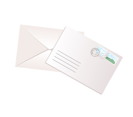 Concept Post mail envelop. With a concept of a mail envelope design, this flat vector illustration showcases a minimalist and elegant approach to its design. Vector illustration.のイラスト素材
