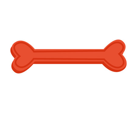 Concept Pet products set bone dog toy. This is a flat vector concept cartoon design featuring a pet product, specifically a red bone for dogs. . Vector illustration.のイラスト素材