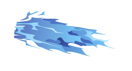Concept Trace explosion wave spot fire water. This flat vector concept cartoon design showcases a blue trace explosion wave spot. Vector illustration.のイラスト素材