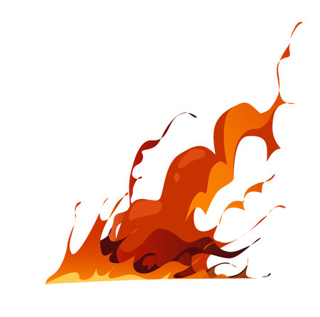Concept Explosion fire smoke. This flat vector concept cartoon design showcases a red trace explosion wave spot set against a white background. Vector illustration.のイラスト素材