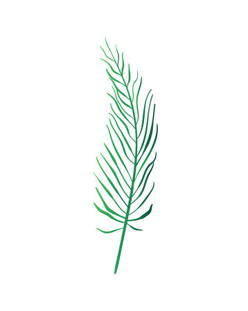 Concept Flora plant flower branch leaf. This flat vector illustration showcases a beautifully designed green plant branch, emphasizing the fauna and flora concept. Vector illustration.のイラスト素材
