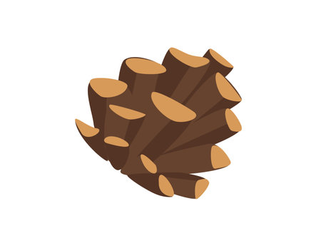Concept Hello autumn with forest cone tree. This illustration is a flat vector cartoon design featuring a brown forest cone with an autumnal feel. Vector illustration.のイラスト素材