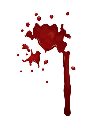 Concept Blood splash. The illustration is a flat and vector design of a blood splash, a graphic concept commonly associated with horror and suspense. Vector illustration.のイラスト素材