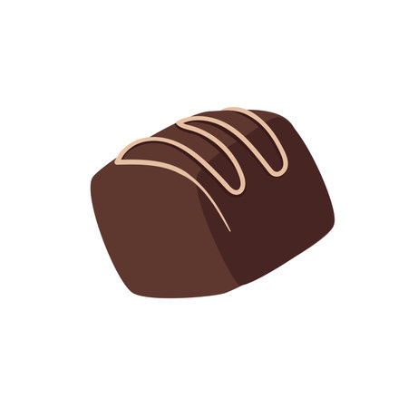 Concept Cocoa chocolate candy. This illustration is a flat vector design featuring a colorful array of chocolate candy on a white background. Vector illustration.のイラスト素材