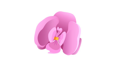 Concept Jungle botany plant branch flower. The cartoonish style of the design adds a playful touch to the realistic portrayal of the pink plant. Vector illustration.のイラスト素材