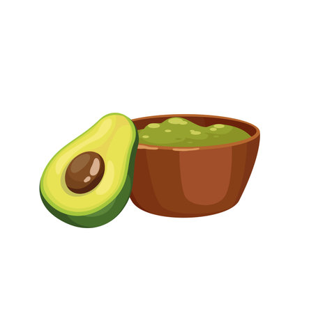 Concept Welcome to Mexico guacamole. This illustration depicts a concept of Mexico through a flat, vector, cartoon design on a white background. Vector illustration.のイラスト素材