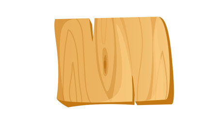 Concept Wood and carpentry. The wooden board in this illustration is depicted in a realistic style, with intricate details and shading to give it a three-dimensional effect. Vector illustration.のイラスト素材