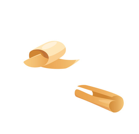 Concept Wood and carpentry shawings. The illustration features a creative and colorful design concept of wood sawdust in a flat, vector cartoon style. Vector illustration.のイラスト素材