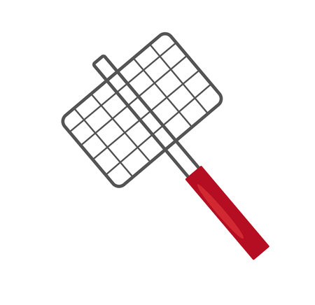 Concept Camping grill grate. This illustration is a flat design vector concept of a camping grill grate on a white background. Vector illustration.のイラスト素材
