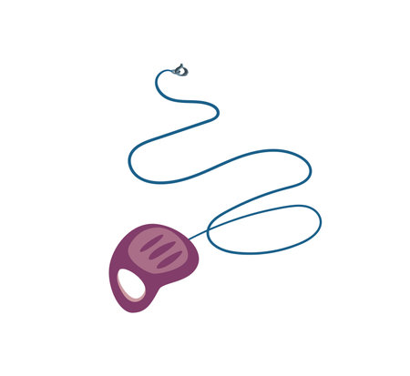 Concept Pet lead. The illustration features a flat, vector, cartoon design of a violet-colored lead for pets, such as dogs and cats, against a white background. Vector illustration.のイラスト素材