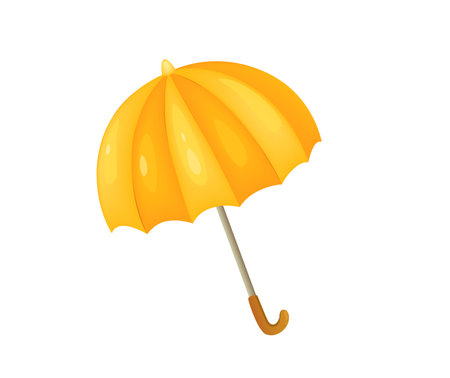 Concept Autumn forest umbrella rain. This illustration depicts a bright yellow umbrella that is perfect for a rainy autumn day. Vector illustration.のイラスト素材