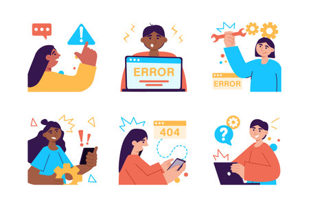 Error set color concept with peopleのイラスト素材