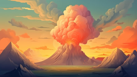 Background the top of the volcano. The mystique of the volcanos summit with a captivating banner...