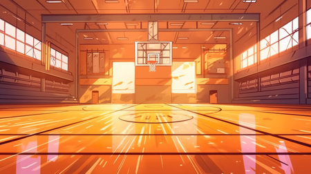 Abstract background stadium. A mesmerizing sunset illuminates a stadium in an illustration with an abstract background and stunning banner design. Generative AI.の素材