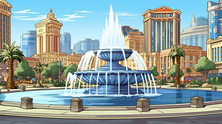 Abstract Background Las Vegas. The dazzling world of Las Vegas with an illustration with an abstract background and captivating banner design. Generative AI.の素材