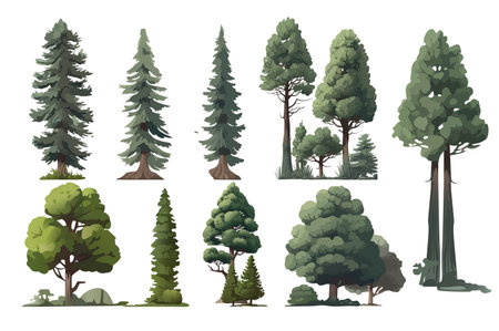 Set bushes and grass. Playful cartoon illustration showcasing a vibrant set design with charming bushes and lush green grass. Vector illustration.のイラスト素材